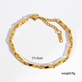 Detalle de cadena de eslabones de acero inoxidable dorado con cierre de langosta de 17+5cm - Estilo Cadena de Barras Retorcidas (6-12) / Dorado