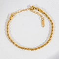 Handgefertigtes goldenes gedrehtes Seilkette Armband aus Edelstahl mit Karabinerverschluss - Kordelkette Armband / Gold