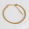 Minimalistisches goldenes Weizenketten-Armband aus Edelstahl mit Karabinerverschluss - Weizen Geflochtene Kette Armband / Gold