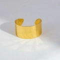 Adjustable golden titanium cuff bracelet with 3D geometric checkered texture - Geometric Grid Texture Style (13)