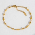 Bracelet minimaliste en acier inoxydable doré avec perles et fermoir mousqueton ajustable - Bracelet Chaîne Losange Géométrique / Or