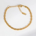 Bracelet chaîne à maillons dorés en acier inoxydable avec anneaux texturés et fermoir mousqueton - Bracelet à Maillons à Texture Spirale / Or