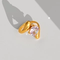 Anello asimmetrico in oro con una grande gemma rosa a taglio cushion e finitura lucida - Stile Pietra Principale Cuscino Rosa (476)