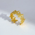 Adjustable gold plated titanium steel ring featuring detailed starfish texture motifs - Starfish Grain Texture Style (19)