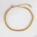Bracelet chaîne épis en acier inoxydable doré avec fermoir mousqueton et étiquette - Bracelet Chaîne Blé Tressée / Or