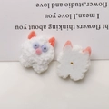 Blue-eyed plush cat DIY accessory for phone cases with front and back views - White Little Cat