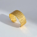 Adjustable golden titanium steel cuff bracelet featuring unique irregular water ripple textures - Irregular Water Ripple Style (23)