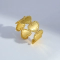 Chic gold-plated heart-shaped ring with perlée beaded edges and polished finish - Heart Bead Edge Style (27)