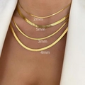 Gold-plated stainless steel herringbone snake chains in 2mm to 5mm widths for layered style - Gold 2mm Width 40cm Length