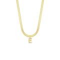 Goldene Schlangenkette mit einem Vintage-Buchstaben E Anhänger, besetzt mit Perlen - Buchstabe E / Künstliche Perlen-Buchstaben-Stil