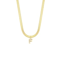 Goldene Schlangenkette mit Perlen besetztem Buchstaben-F-Anhänger - Buchstabe F / Künstliche Perlen-Buchstaben-Stil