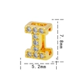 Ciondolo lettera I in titanio placcato oro 18K con zirconi lucidi alto 7,8mm - Lettera I