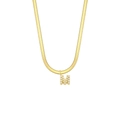 Goldene Schlangenkette mit perlenbesetztem M-Buchstabenanhänger im Vintage-Stil - Buchstabe M / Künstliche Perlen-Buchstaben-Stil