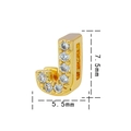 Ciondolo lettera J in acciaio al titanio placcato oro 18K con zirconi lucidi 7,5mm - Lettera J