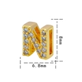 Ciondolo lettera N in acciaio al titanio placcato oro 18K con zirconi scintillanti - Lettera N