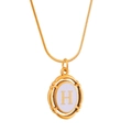 Gold-plated titanium steel necklace with oval pendant and letter H snake chain - Letter H