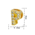 Ciondolo lettera P in acciaio titanio oro 18K con diamanti nappa, 8mm altezza - Lettera P