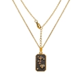 Vintage-Tarot-Halskette in Gold mit schwarzem Emaille-Anhänger und Himmelsdesign Motiv - Auge