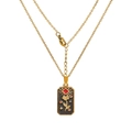Collana tarocchi vintage in oro con pendente a rosa in rilievo su base nera e catenina - Rose