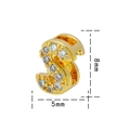 Ciondolo lettera S placcato oro 18K con zirconi, dimensioni 8mm x 5mm per collane - Lettera S