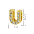 Ciondolo a lettera U in titanio placcato oro 18K con zirconi incastonati misura 7,5mm - Lettera U