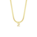Goldene flache Schlangenkette mit einem mit weißen Perlen besetzten Buchstaben Z Anhänger - Buchstabe Z / Künstliche Perlen-Buchstaben-Stil