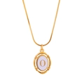 Gold plated stainless steel snake chain necklace with an oval letter O pendant - Letter O