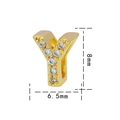 Ciondolo lettera Y placcato oro 18K in titanio con zirconi incastonati, altezza 8mm - Lettera Y