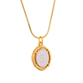 Gold-plated stainless steel necklace featuring a purple enamel pendant with initial letter S - Letter S