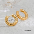 Polished 12mm golden stainless steel chunky hoop earrings with 5mm thick band - 5mm Thick Gold (12mm Inner Diameter)