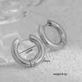 Silver stainless steel chunky hoop earrings 12mm inner diameter and 4mm thick - 4mm Thick Steel Color (12mm Inner Diameter)