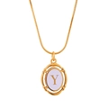 Retro gold plated stainless steel snake chain necklace with oval pendant letter Y - Letter Y