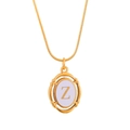 Gold plated titanium steel oval pendant necklace featuring initial letter Z on snake chain - Letter Z