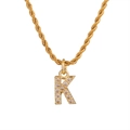 Collana a corda dorata con un pendente a lettera K scintillante in zirconia cubica - Lettera K (Catena a Corda) / Oro