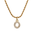Collana a catena a fune dorata con ciondolo a lettera O con zirconi per donna - Lettera O (Lettera Catena a Corda) / Oro