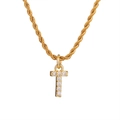 Collana a corda dorata con ciondolo a lettera T scintillante in cristalli per donna - Lettera T (Catena a Corda) / Oro