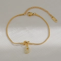 18K vergulde slangenketting knooparmband met fonkelende zirkoon letter D hanger - Letter D