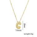 Collana con lettera C placcata in oro con micro zirconi e dettaglio catena a sfere - Lettera C / Oro