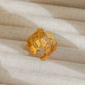 Anello regolabile in acciaio inossidabile dorato con foglie di ginkgo traforate - Aperto Regolabile / Stile Foglia di Ginkgo Cava(4) / Oro