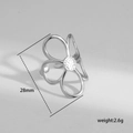 Minimalist silver geometric open ring featuring a hollow flower design and adjustable band - Hollow Five-Petal Flower Style (313) / Silver