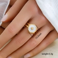 Anello regolabile in acciaio inossidabile placcato oro con ciondolo a stella bianca tondo - Design Traforato con Pentagramma (257)