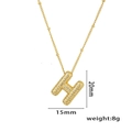 Gold plated balloon letter H pendant necklace with micro-paved cubic zirconia stones - Letter H / Gold