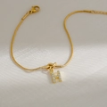 Gouden slangenketting armband met sprankelende kristallen letter H hanger sieraad - Letter H