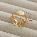 Anillo de acero dorado de doble capa con esmalte de corazón blanco de 14 mm - Estilo de Corazón Doble Capa (127) / Dorado/Blanco