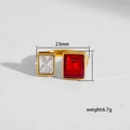 Minimalistischer vergoldeter Edelstahlring mit weißen und roten Zirkonia-Steinen - Rot Und Weiß Quadratisch Zweifarbiger Stil (320)