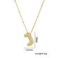 Balloon letter J pendant necklace with gold plating and sparkling zircon stones - Letter J / Gold