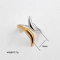 Bague ouverte bicolore or et argent en acier inoxydable au design courbé élégant - Style Arc Courbé en Croissant / Bicolore Or et Argent