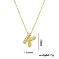 Gold balloon letter K pendant necklace with micro-pave cubic zirconia 21x15mm - Letter K / Gold
