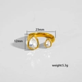 Verstellbarer goldener Edelstahlring mit zwei asymmetrischen Zirkonia in Birnenform - Weißer Wassertropfen Asymmetrischer Stil (322)