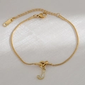 18k vergulde slangenketting armband met liefdesknoop en fonkelende letter J hanger voor dames - Letter J